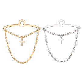 2шт. 2 цвета латунные цепочки для зажимов для галстука, одинарная петля для галстука для мужчин, крестик