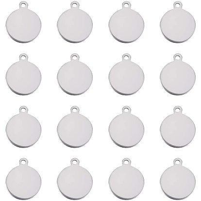 201 pendentifs d'étiquettes vierges en acier inoxydable, polissage d'un côté, plat rond