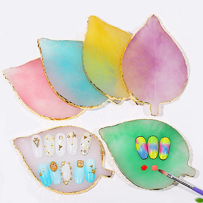 Resin Imitation Agate Color Palette, Makeup Cosmetic Nail Art Tool, Leaf