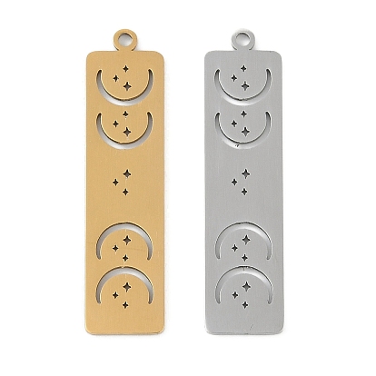 304 подвески из нержавеющей стали, лазерная резка, прямоугольник с лунными подвесками