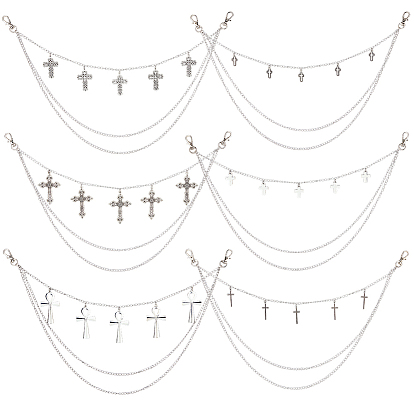 6 шт. 6 стили сплав крест подвеска 304 нержавеющая сталь 3 многослойные цепи для джинсов брюки