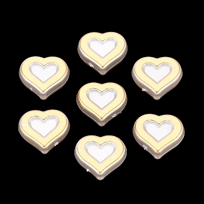 Cuentas de perlas de imitación de plástico abs, metal dorado enlaced, corazón