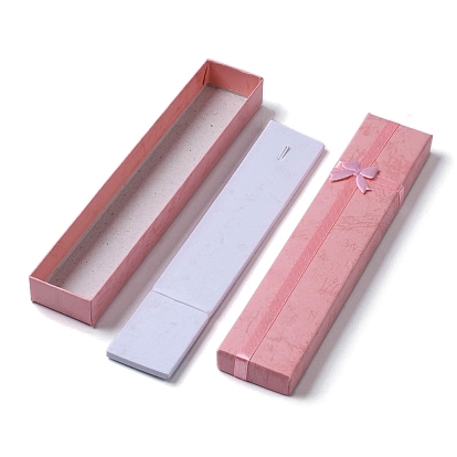 Boîtes à collier en papier carton, coffret cadeau collier avec éponge à l'intérieur et nœud papillon, rectangle