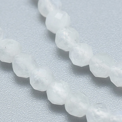Natural Rainbow Moonstone Beads Strands, Grade A, Faceted, Round