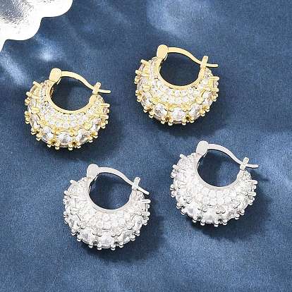 Латунные серьги-кольца из прозрачного кубического циркония, c-образный, без свинца и без кадмия, долговечный, стойки покрытие