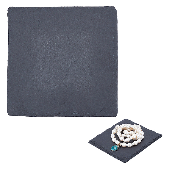 Gips-Schmucktabletts, Schmuckplatte für Ohrringe, Halskette, Ring Display, Schwarz, quadratische/runde Form