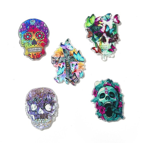 Acrylic Pendants, Skull Theme Charms