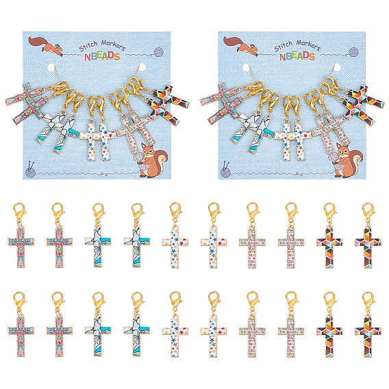 Маркеры для вышивки крестом на тему религии, подвески из сплава эмали крючком с застежкой-лобстером, маркер с замком и кольцом с подвеской в виде винного бокала