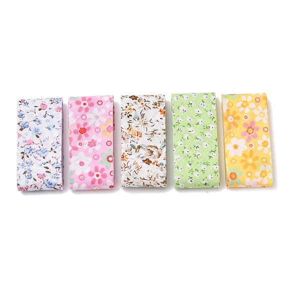 12.5m 5 Colors Polyester Ribbons, Flower Pattern, for Garment Accessories