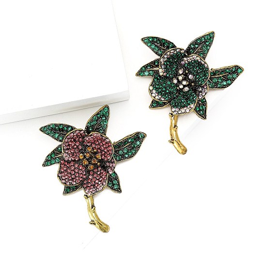 Броши со стразами из цветочного сплава для рюкзака, одежды