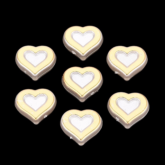 Cuentas de perlas de imitación de plástico abs, metal dorado enlaced, corazón