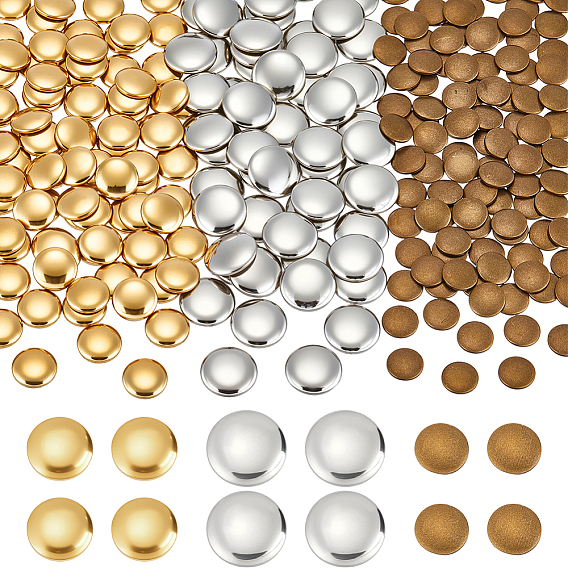 300шт. 3 стили латунные листы, плоско-круглые