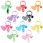 10Pcs 10 Colors Acrylic Heart Pendant Decorations, with Bell