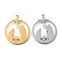 304 подвески из нержавеющей стали, плоский круглый с подвеской в виде рождественской сцены, лазерная резка