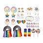 DIY Rainbow Dangle Earring Making Kits, Including Polycotton Tassel & Polymer Clay & Alloy & PU Leather & Acrylic & Plastic Pendants, Polymer Clay Beads, Brass Earring Hooks & Hoop Earrings