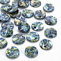 Printed Freshwater Shell Charms, Flat Round