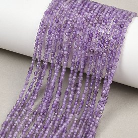 Природный аметист нитей бисера, круглые, граненые