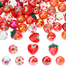 Клубничная тематика, акриловые бусины в смешанном стиле, разнообразные