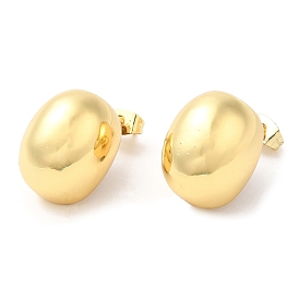 Латунные серьги-пусеты с овальным куполом и стойкой