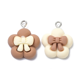 Harzanhänger, mit Eisenschlaufe, Blume mit bowknot