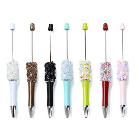 Plastic Beadable Pens, Resin Rhinestone Ball-Point Pen, for DIY Personalized Pen