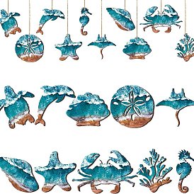 Ocean Theme Wooden Sea Animal Pendant Decorations, for Home Party Hanging Ornaments