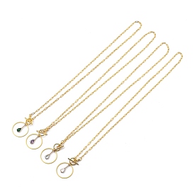 Collares pendientes de cristal transparente en forma de lágrima, con corchetes de la palanca de aleación, cadenas de sujetapapeles de latón y anillos de unión, dorado