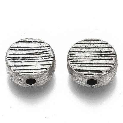 Tibetan Style Alloy Beads, Cadmium Free & Lead Free, Flat Round, Textured