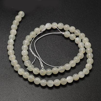 Brins de perles rondes en pierre de lune blanche naturelle, Grade a