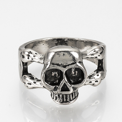 Alloy Finger Rings, Wide Band Rings, Skull