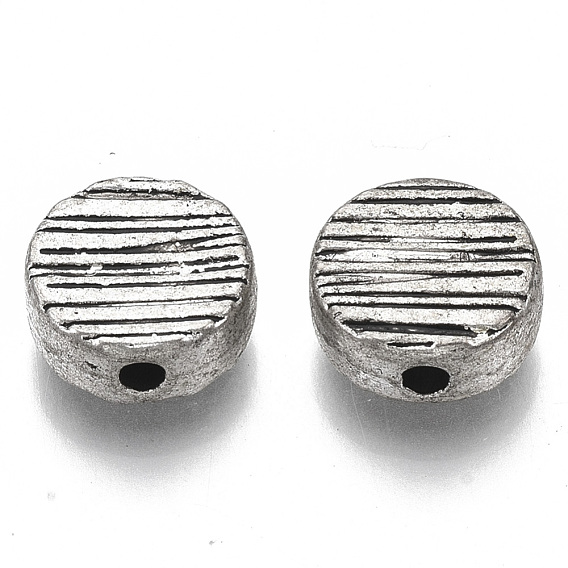 Tibetan Style Alloy Beads, Cadmium Free & Lead Free, Flat Round, Textured