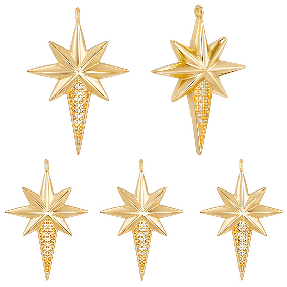 10 кулоны из латуни с микрочастицами и кубическим цирконием., звезды прелести, реальный 18 k позолоченный