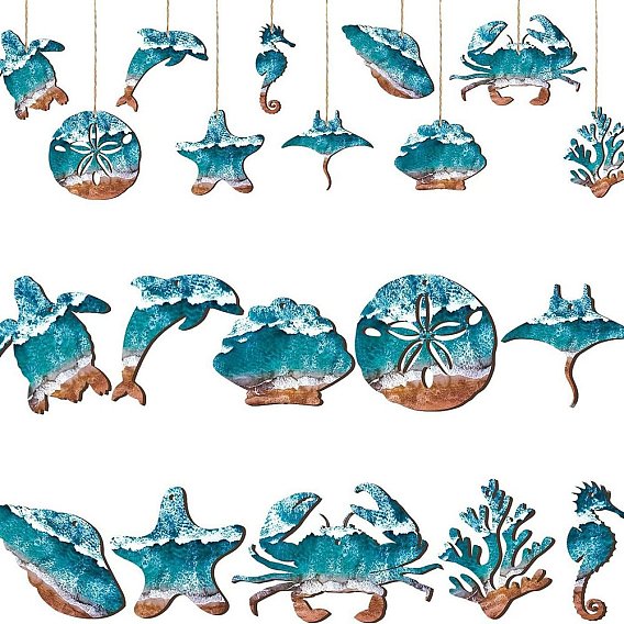 Подвесные украшения из дерева с морскими животными на тему океана, для домашней вечеринки подвесные украшения