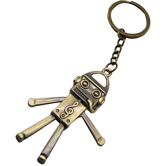 Брелок-подвеска из сплава с роботом, брелок с музыкальной нотой