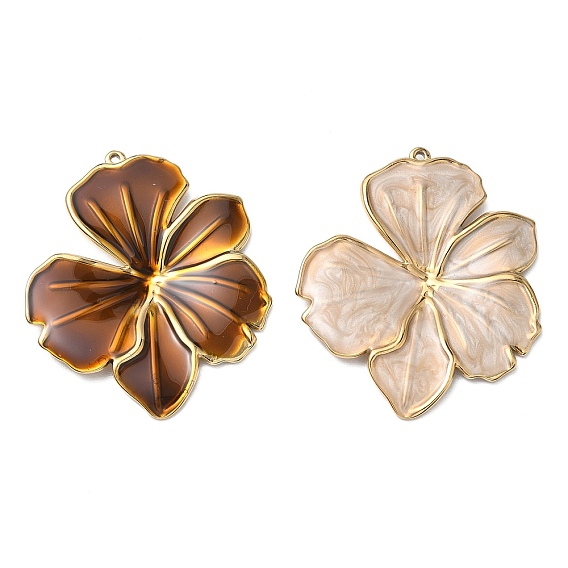 304 de esmalte de acero inoxidable grandes colgantes, encantos de la flor, revestimiento de iones (ip), dorado