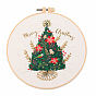 DIY Christmas Theme Embroidery Kits, Including Printed Cotton Fabric, Embroidery Thread & Needles, Plastic Embroidery Hoop