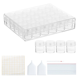 DIY Plastic Bead Containers Kit, with Iron Tweezers, Tray Plate and Label Paster