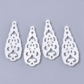 Natural Freshwater Shell Pendants, Hollow Teardrop