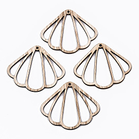 Unfinished Hollow Wood Big Pendants, Undyed, Laser Cut Wood Shapes, Shell Shape