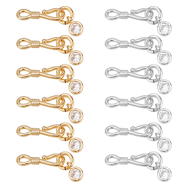 12 шт. 2 цвета латуни, микропаве, прозрачные кубические цирконии, застежки-крючки и S-образные крючки, плоско-круглые