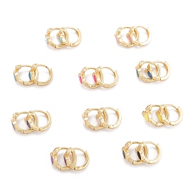 Messing Micro Pave klare Zirkonia Huggie Creolen, mit Emaille, Hirsch, echt 18 k vergoldet