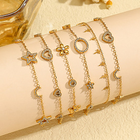 304 браслеты из нержавеющей стали с микропаве из прозрачных кубических цирконий, браслеты-цепочки для женщин