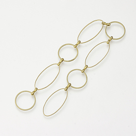 Brass Handmade Chains, Unwelded, Unwelded, Oval and Ring