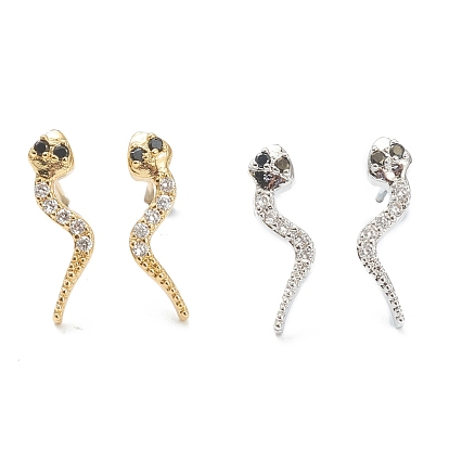 Серьги-гвоздики из латунного микро-паве, головастик