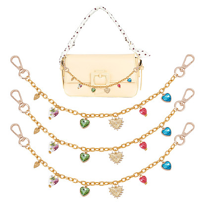 3шт. разноцветные подвески в виде сердечек, алюминиевые цепочки для сумок, декоративные цепочки, Сплав с застежками, аксессуары для замены сумок