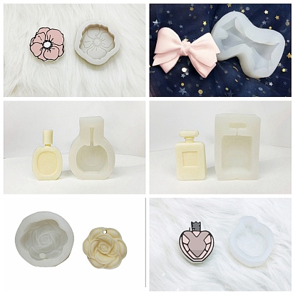 DIY Silicone Candle Molds, for Scented Candle Making, Flower/Bottle/Bowknot