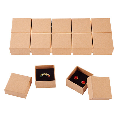 12шт картонные шкатулки для ювелирных изделий, Для кольца, квадратный