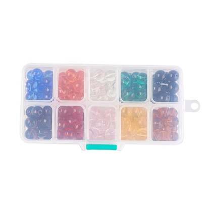 10 Colors Transparent Glass Beads, Round