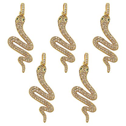 5 кулоны из латуни с микрочастицами и кубическим цирконием., змея