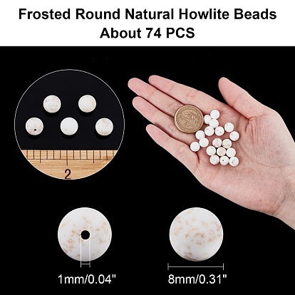 ARRICRAFT Frosted Round Natural Magnesite Beads Strands, Dyed & Heated